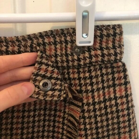 Urban Outfitters Plaid Houndstooth Wrap Mini Skirt - Picture 6 of 7